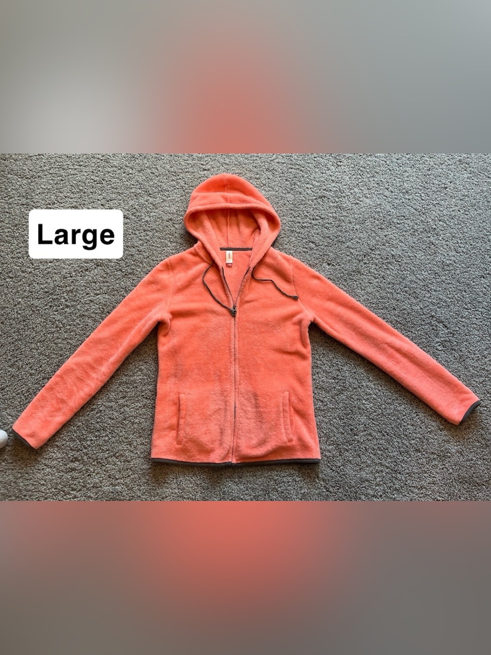 Coral Hooded Fleece Zip-Up Jacket